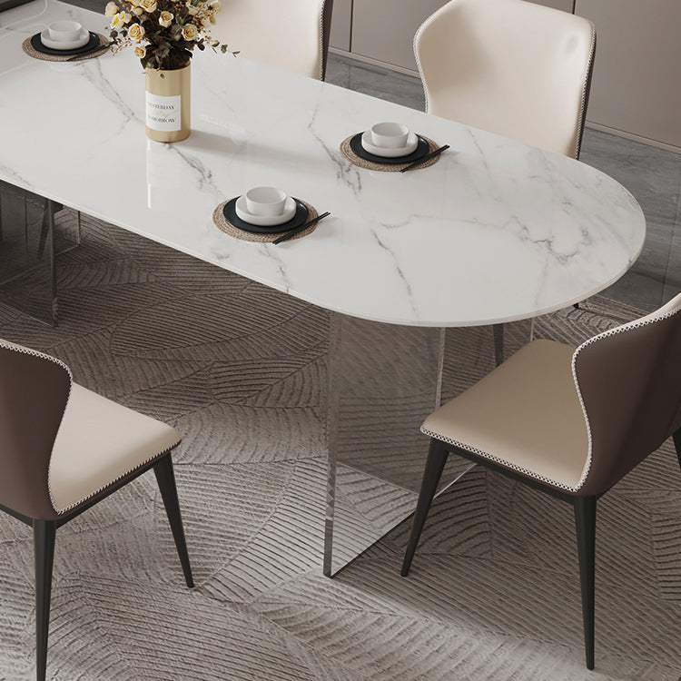 Sintered Stone Dining Table Acrylic Base Dinner Table for Dining Room