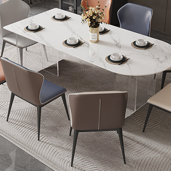 Sintered Stone Dining Table Acrylic Base Dinner Table for Dining Room