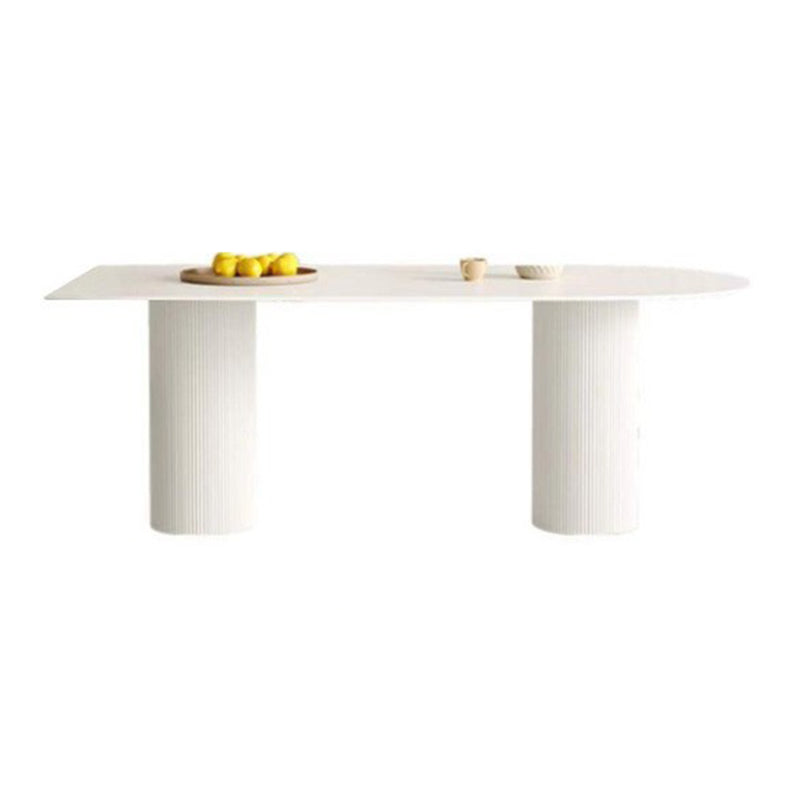 White Stone Top Dinette Table with Storage Modern Free Form Dining Table