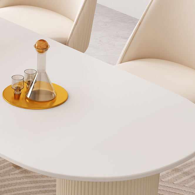 White Stone Top Dinette Table with Storage Modern Free Form Dining Table