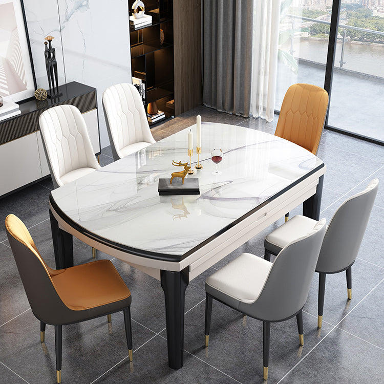 Modern Drop-Leaf Dining Table Sintered Stone Dinner Table for Dining Room