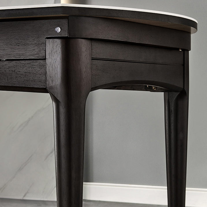 Sintered Stone Dining Table Round Drop-Leaf Dinner Table for Dining Room