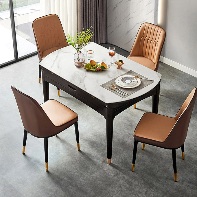 Sintered Stone Dining Table Round Drop-Leaf Dinner Table for Dining Room