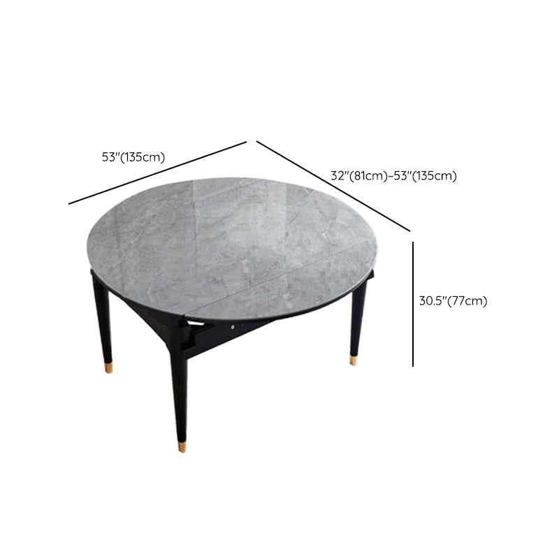 Sintered Stone Dining Table Round Drop-Leaf Dinner Table for Dining Room