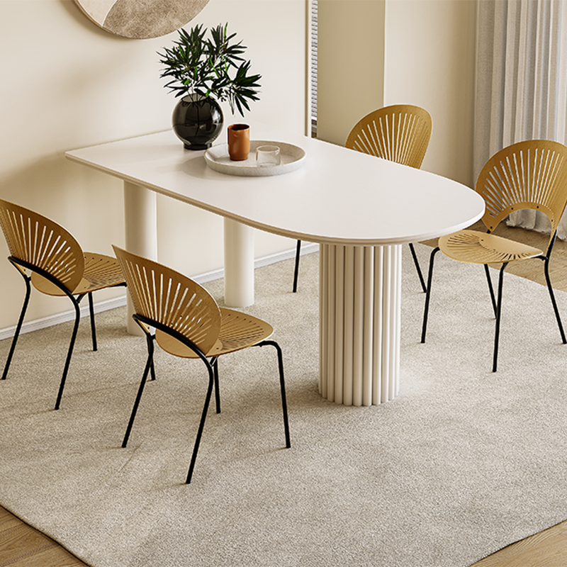 White Modern Dining Table Sintered Stone Dinner Table for Dining Room