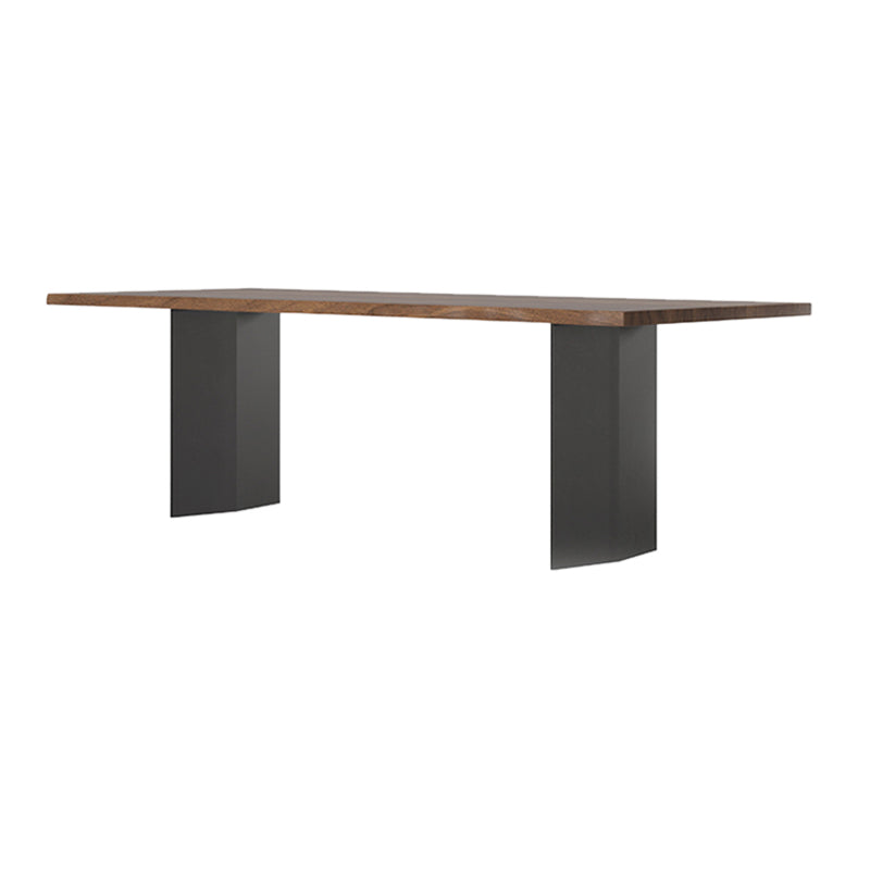 Brown Solid Wood Top Dining Table Rectangle Kitchen Dinette Table