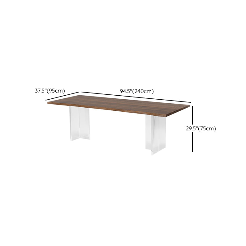 Brown Solid Wood Top Dining Table Rectangle Kitchen Dinette Table