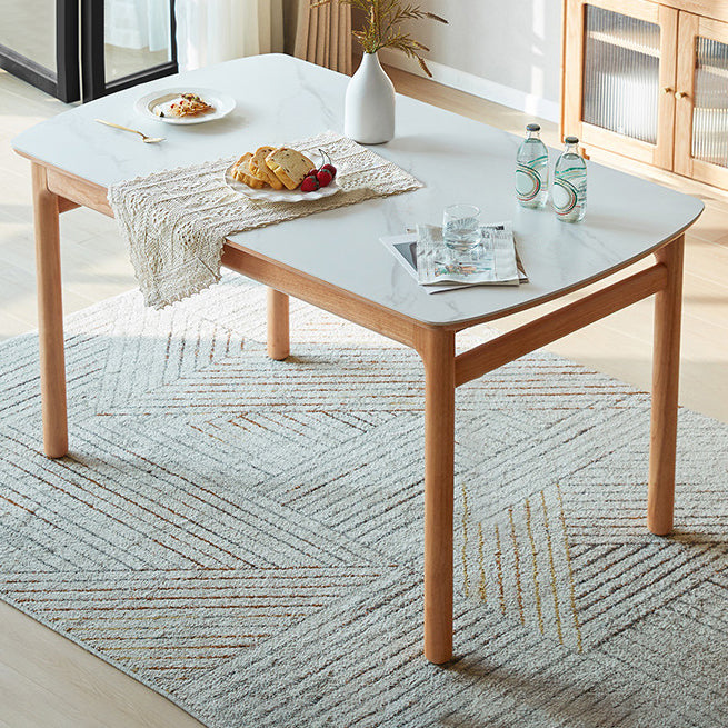Solid Wood Frame Dining Table Rectangle Dinette Table for Home