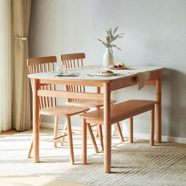 Solid Wood Frame Dining Table Rectangle Dinette Table for Home