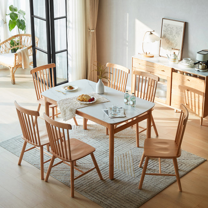 Solid Wood Frame Dining Table Rectangle Dinette Table for Home