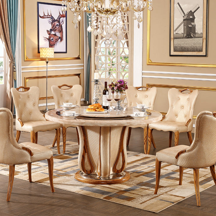 Faux Marble Dining Table Round Pedestal Dinner Table for Dining Room