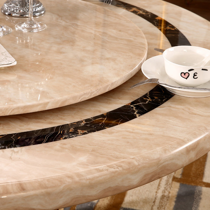 Faux Marble Dining Table Round Pedestal Dinner Table for Dining Room