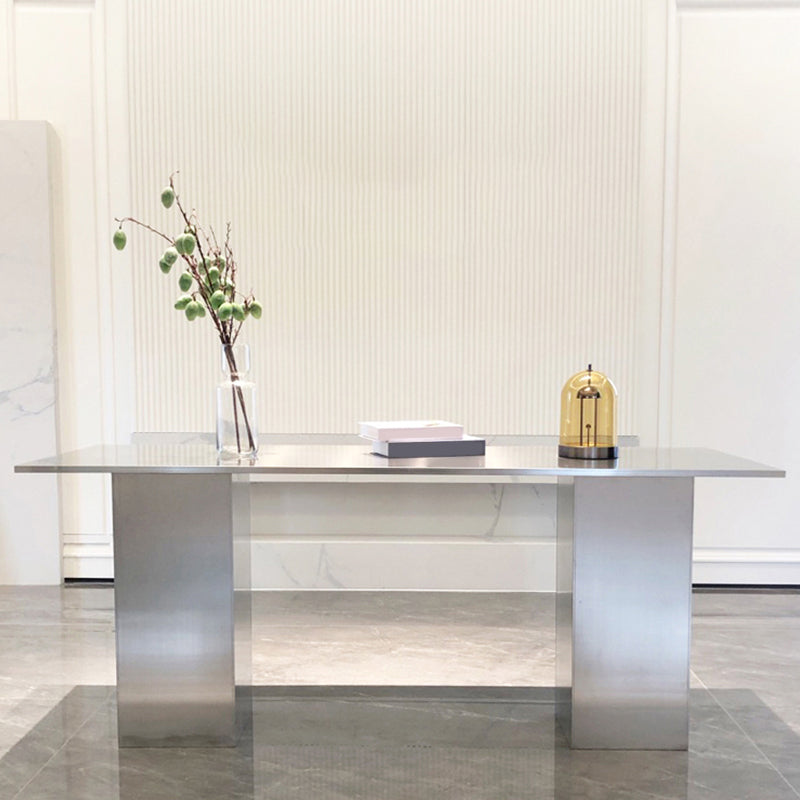 Stainless Steel Dining Table Rectangle Modern Dinner Table for Dining Room