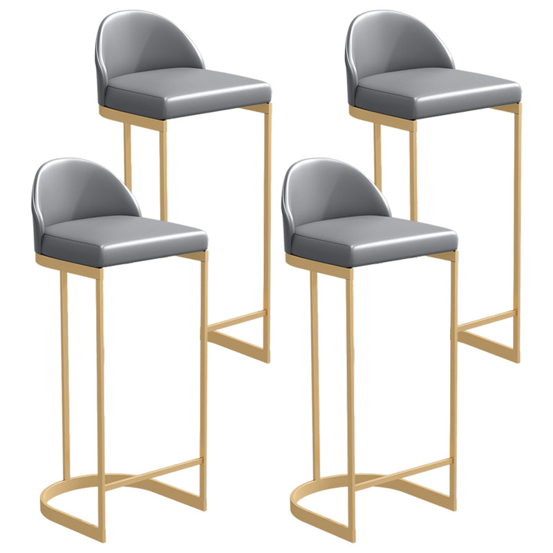 Low Back Upholstered Dining Stool Bucket Bar Stool with Metal Base