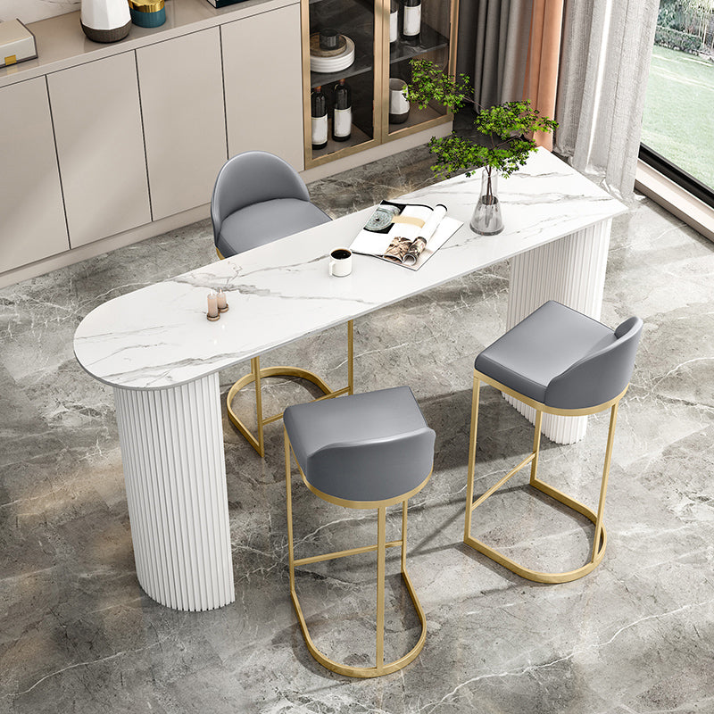 Low Back Upholstered Dining Stool Bucket Bar Stool with Metal Base