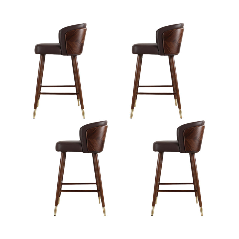 Scandinavian Solid Wood Bar Stool Backrest Counter Stool in Brown