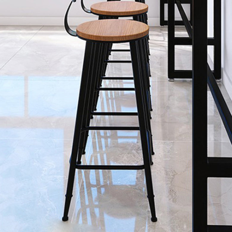 Industrial Style Iron Bar Stool Armless Bar Stool with Black Legs