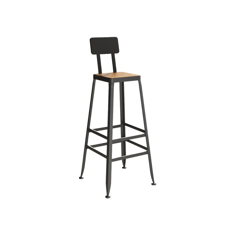 Industrial Style Iron Bar Stool Armless Bar Stool with Black Legs