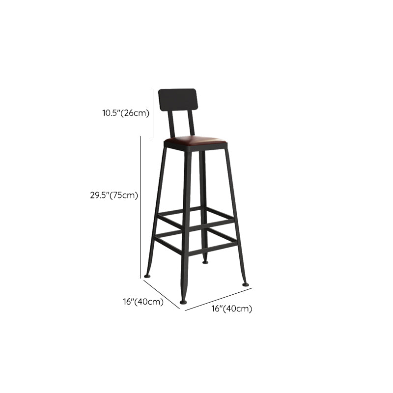 Industrial Style Iron Bar Stool Armless Bar Stool with Black Legs