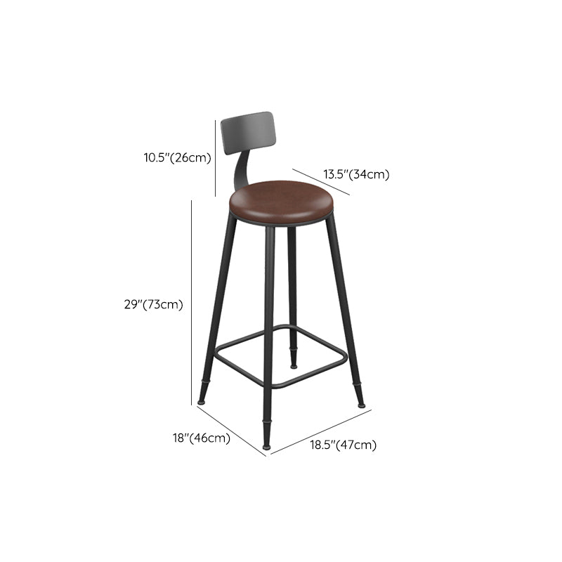 Industrial Style Iron Bar Stool Armless Bar Stool with Black Legs