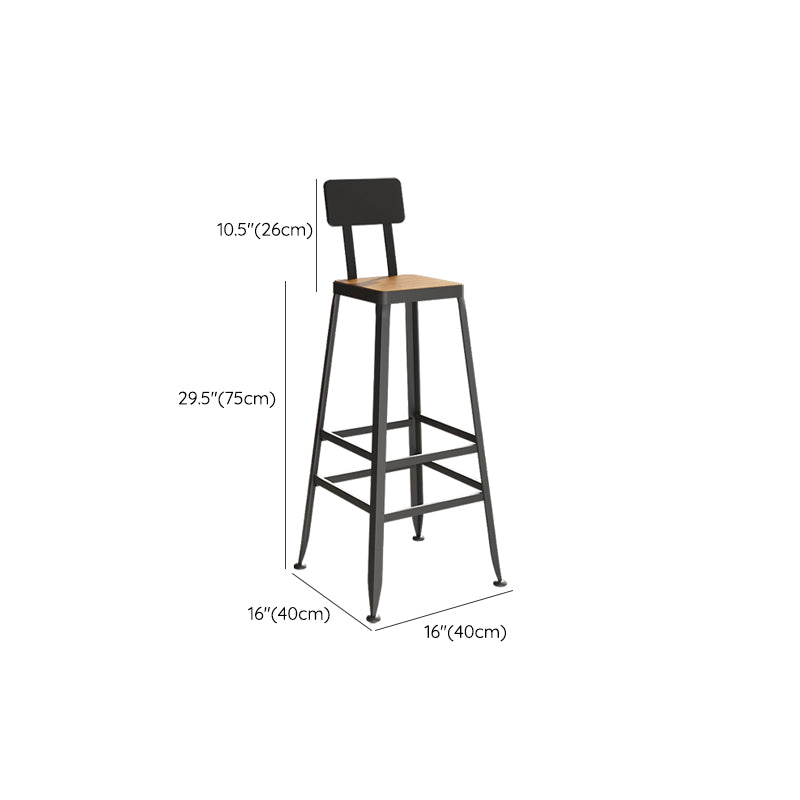 Industrial Style Iron Bar Stool Armless Bar Stool with Black Legs