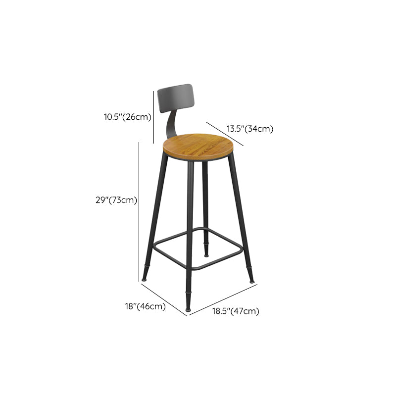 Industrial Style Iron Bar Stool Armless Bar Stool with Black Legs