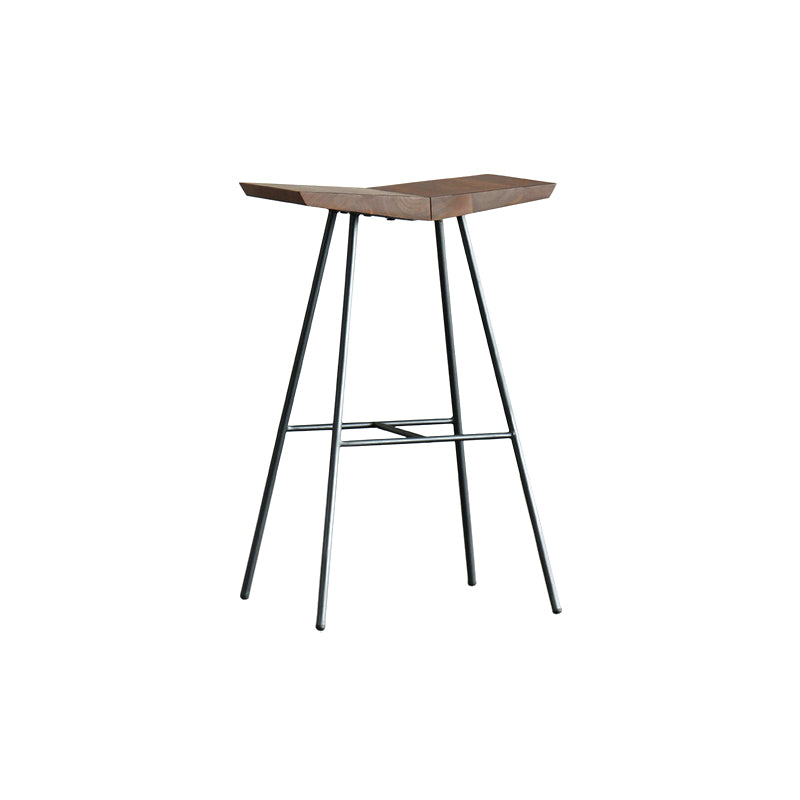 Contemporary Metal Bar Stool Footrest Counter Stool in Brown