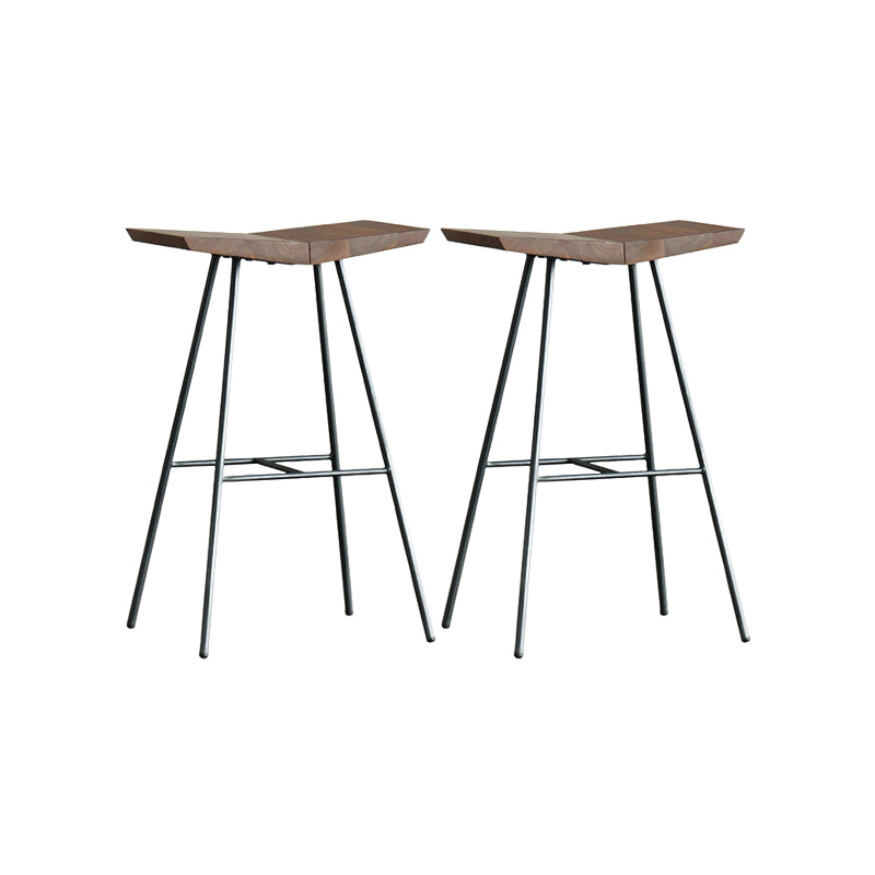 Contemporary Metal Bar Stool Footrest Counter Stool in Brown