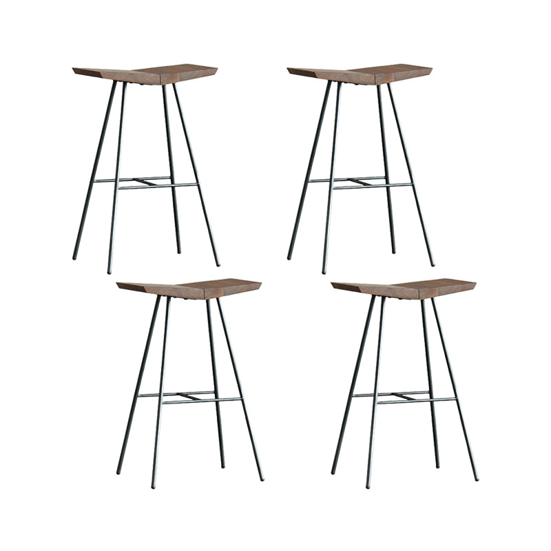 Contemporary Metal Bar Stool Footrest Counter Stool in Brown