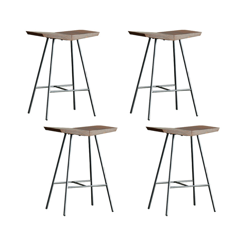 Contemporary Metal Bar Stool Footrest Counter Stool in Brown