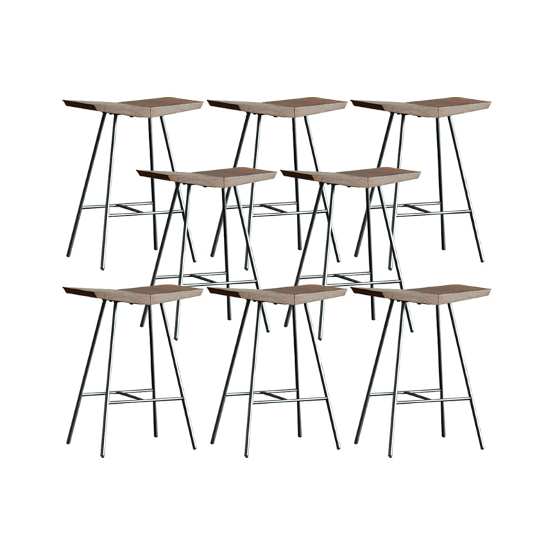 Contemporary Metal Bar Stool Footrest Counter Stool in Brown