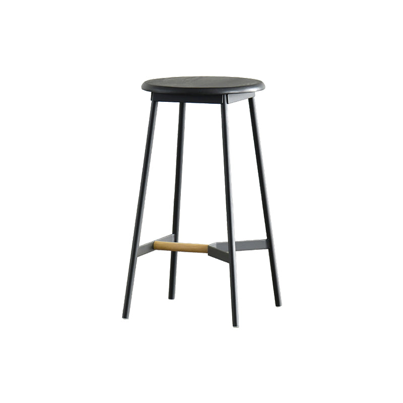 Contemporary Style Metal Bar Stool Footrest Counter Stool in Black