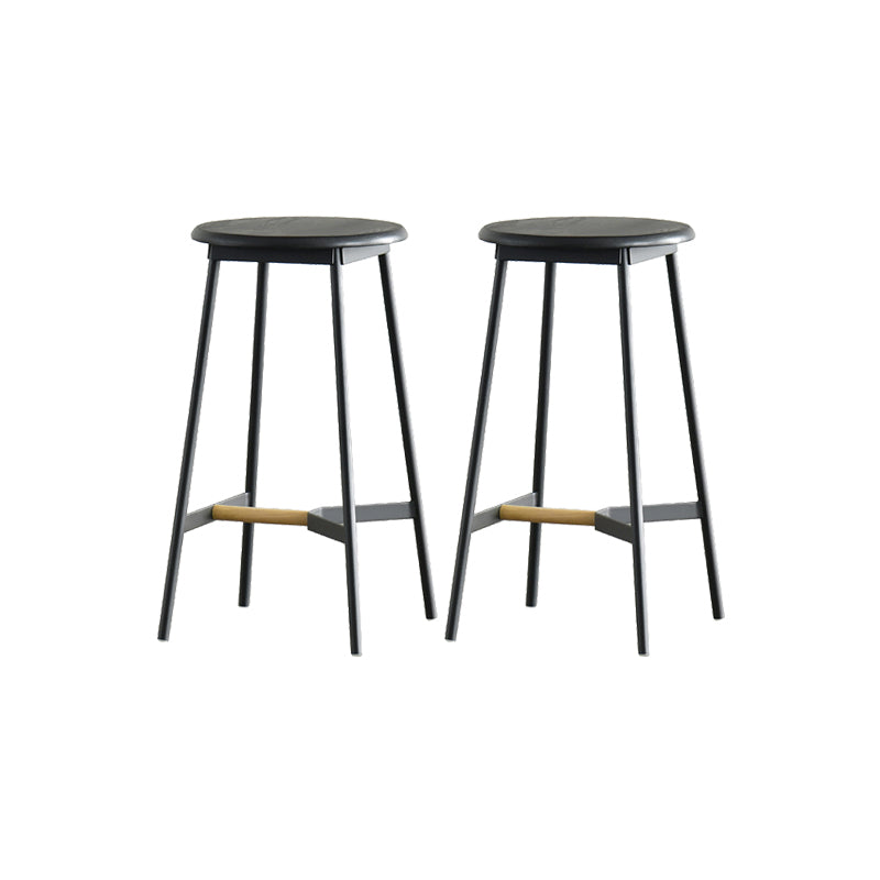 Contemporary Style Metal Bar Stool Footrest Counter Stool in Black