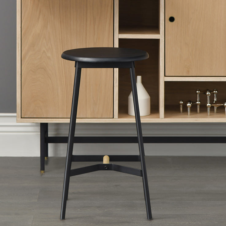 Contemporary Style Metal Bar Stool Footrest Counter Stool in Black