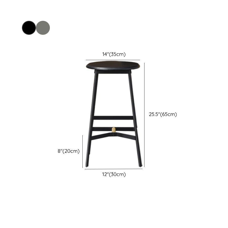 Contemporary Style Metal Bar Stool Footrest Counter Stool in Black