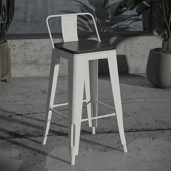 Modern Metal Bar Stool Armless Patio Bar Stool with White Base