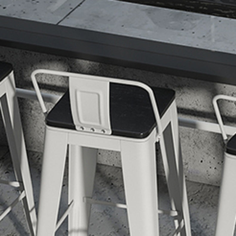 Modern Metal Bar Stool Armless Patio Bar Stool with White Base
