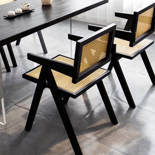 Contemporary Solid Wood Furniture 1/2/5 Pcs Dining Room Table Set in Black