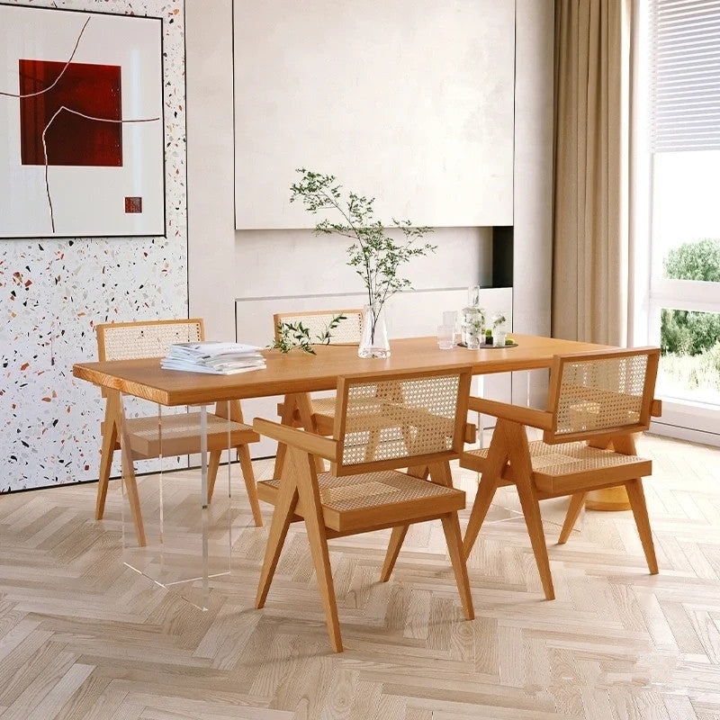Modern Solid Wood Dinette Set 1/5 Pcs Standard Height Dining Room Table Set