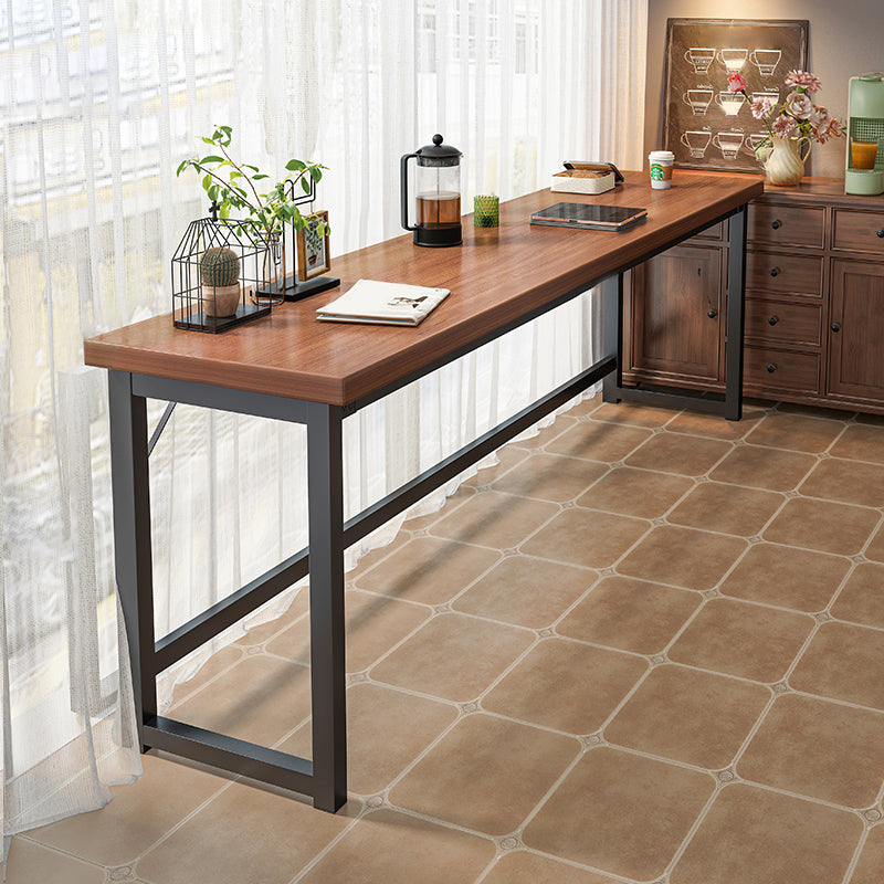 Modern Style Bistro Bar Table Rectangle Wooden Trestle Bar Table