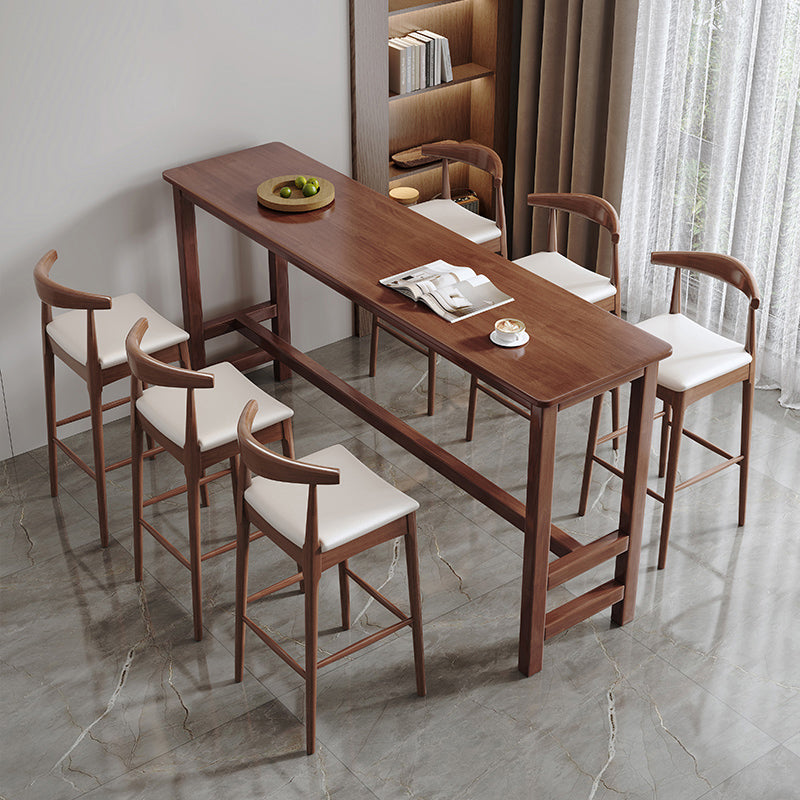 Contemporary Indoor Bar Dining Table Rectangle Wood Bar Stool Table