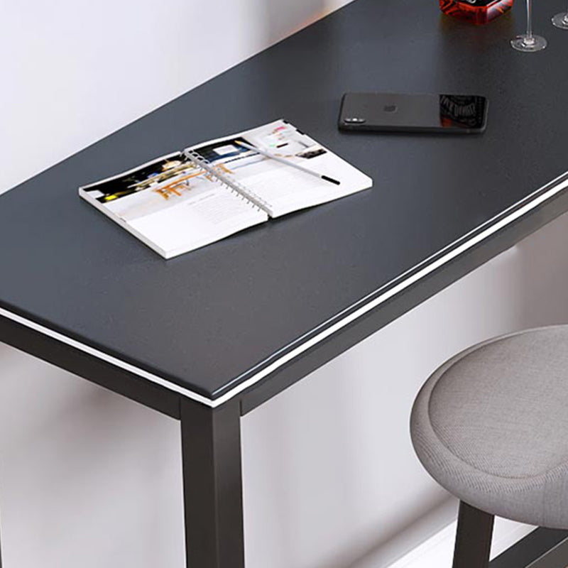 Matte Finish Faux Wood Bar Table Modern Pub Table with Metal Frame