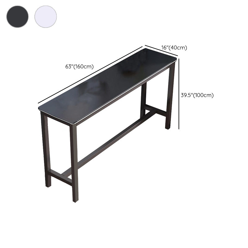 Matte Finish Faux Wood Bar Table Modern Pub Table with Metal Frame