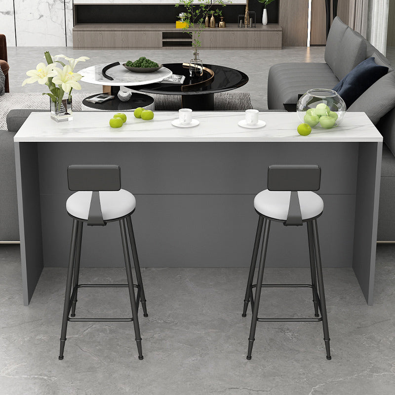 Modern Indoor Bar Stool Table White Marble Rectangle Counter Table