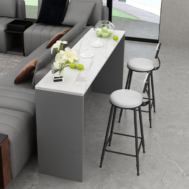 Modern Indoor Bar Stool Table White Marble Rectangle Counter Table