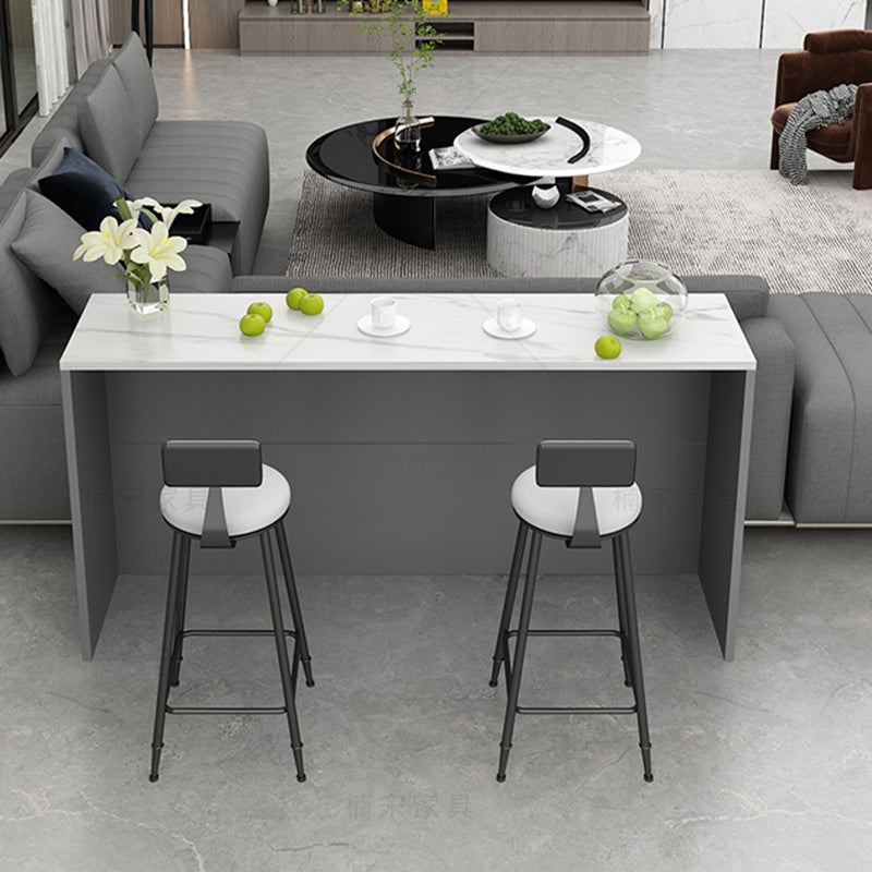 Modern Indoor Bar Stool Table White Marble Rectangle Counter Table