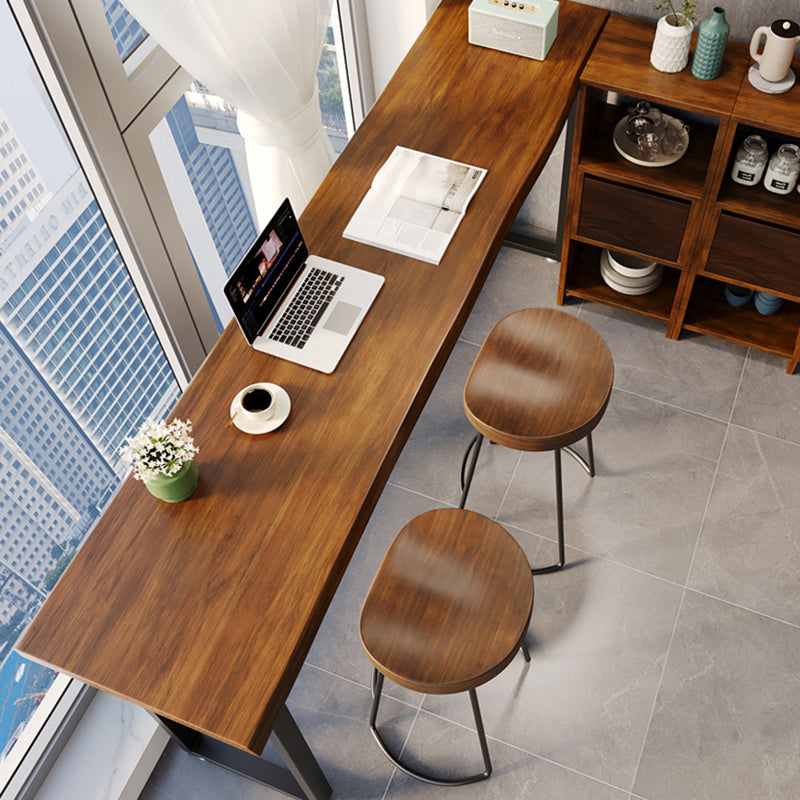 Industrial Indoor Bar Dining Table Rectangle Solid Wood Bar Table