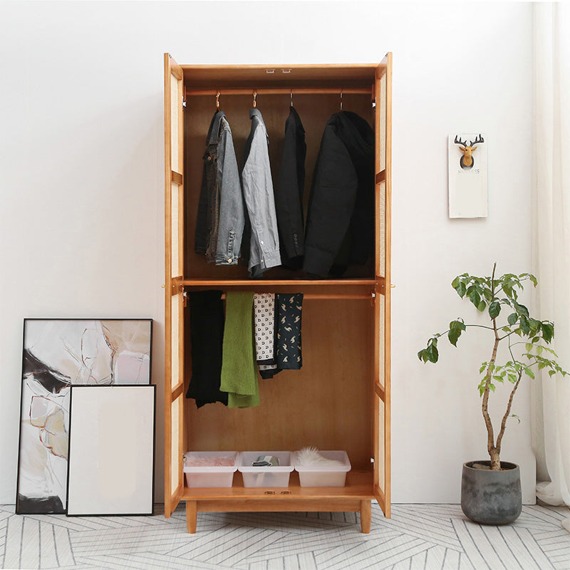 Freestanding Natural Solid Wood Wardrobe Modern Multifunctional Wardrobe