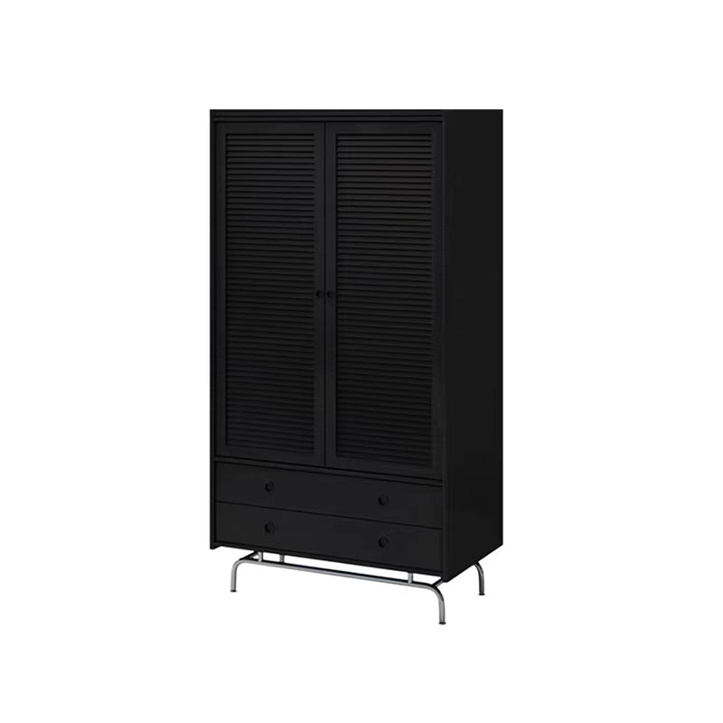 Black Solid Wood Wardrobe Modern Freestanding Wardrobe with Legs