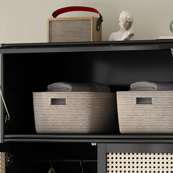 Black Solid Wood Wardrobe Modern Freestanding Wardrobe with Legs